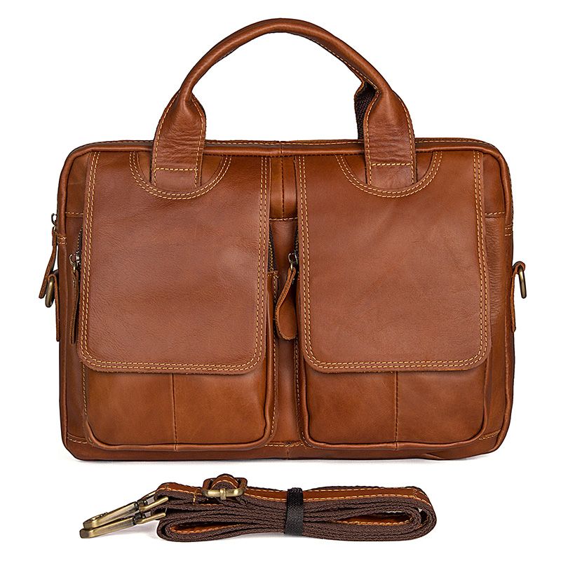 7378B New Design Cowhide Leather Handbag Big Capacity Laptop Bag_Messenger_Men's Leather Bags